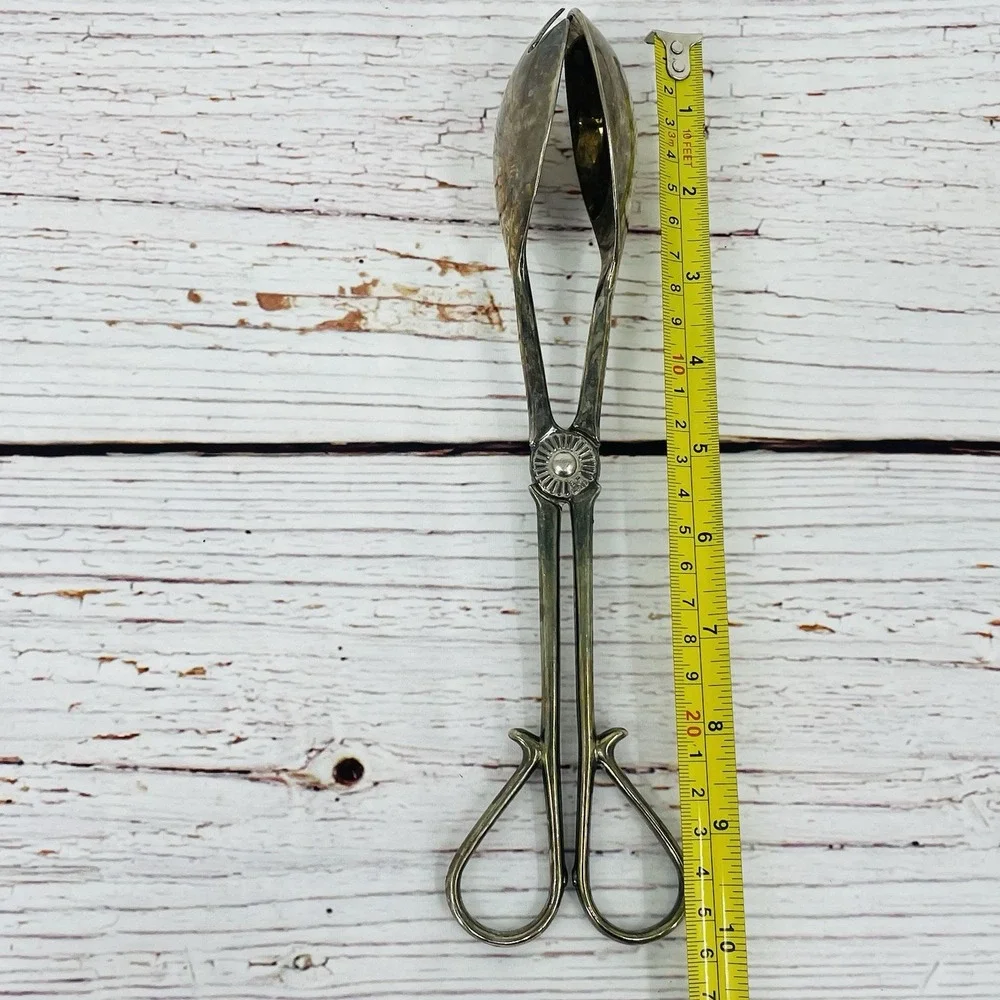 EP ZINC‎ Silverplate Silver Plated Salad Serving Scissor Tongs E.P. ITALY